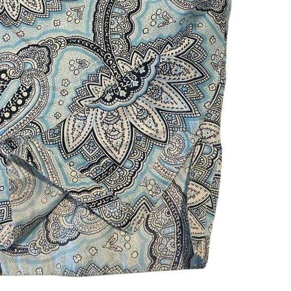 Talbots Light Blue and Black Paisley 100% Silk Pullover V Neck Blouse Size 10 - Picture 3 of 9